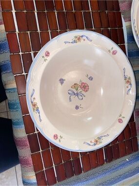 Vintage International Floral Ribbon Ceramic Serving Bowl